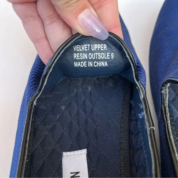 Steve Madden Velvet Loafers Men’s Size 9 Chevron Embossed Cobalt Blue - Picture 11 of 13
